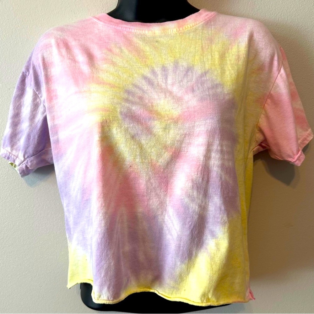 Pastel tie-dye T-shirt, cropped, size small.